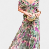 Florendra | Long Floral Dress with V-Neck