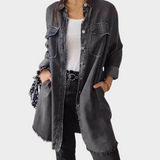 Jeans shirt with long sleeves and a classic collar