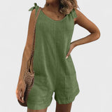 Short Summer Dress with Shoulder Pockets and Ties