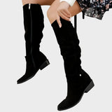 Tila - Leather Knee-High Boots with Divine Zipper