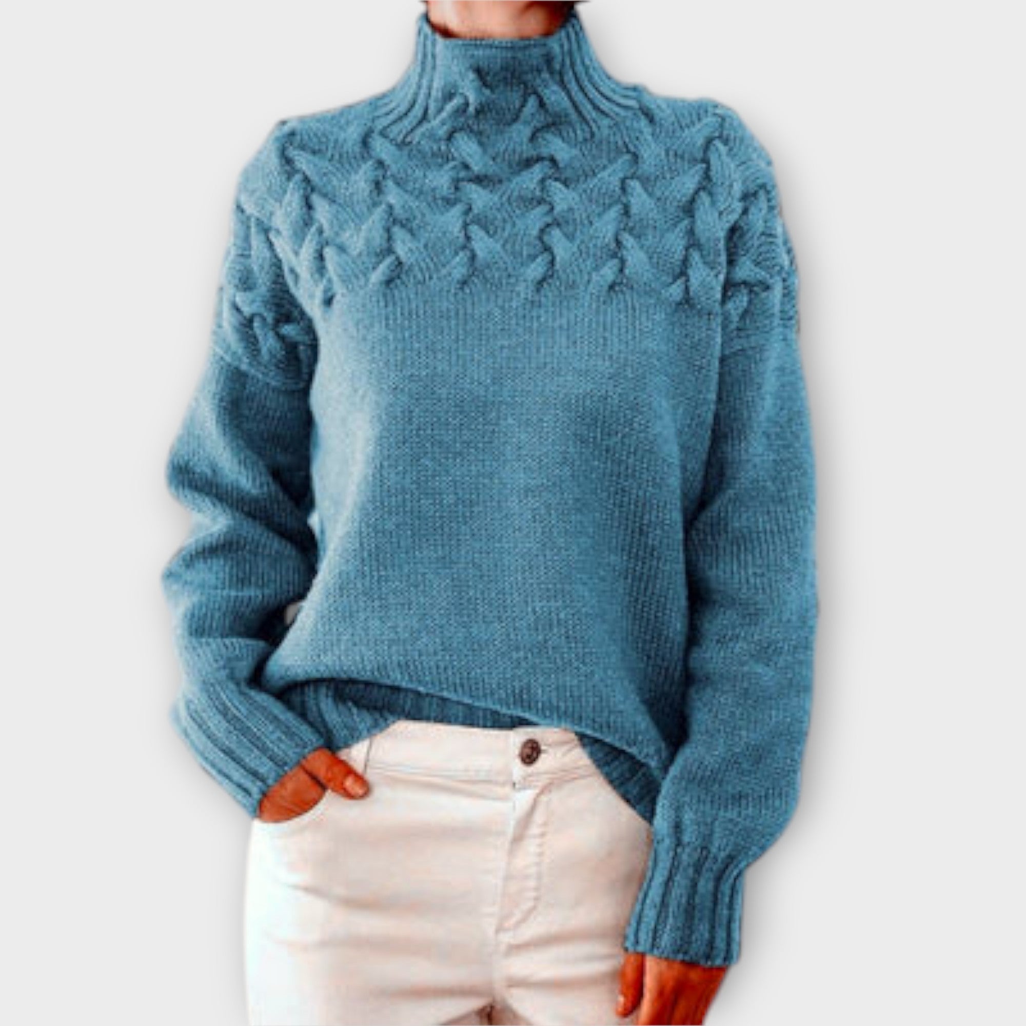 Eva - Women's Sweater with Knitted Elements