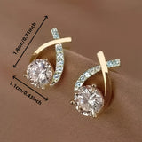 Earrings with a Gold Cross and Zirconia