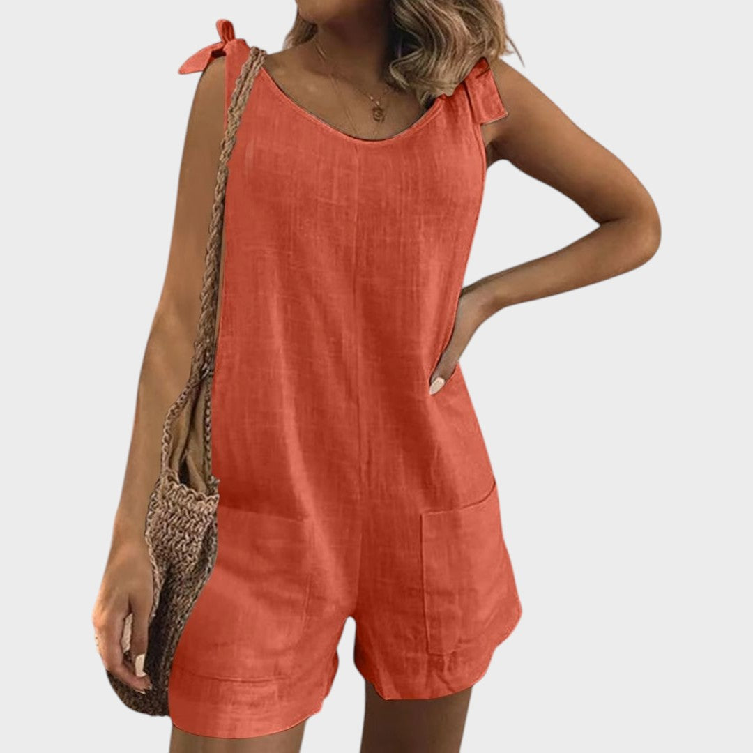 Petra - Jumpsuit with Ties on Shoulders and Pockets
