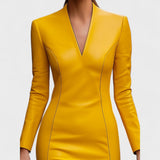 Lada - Fitted Dress Made of Faux Leather