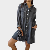 Jeans shirt with long sleeves and a classic collar