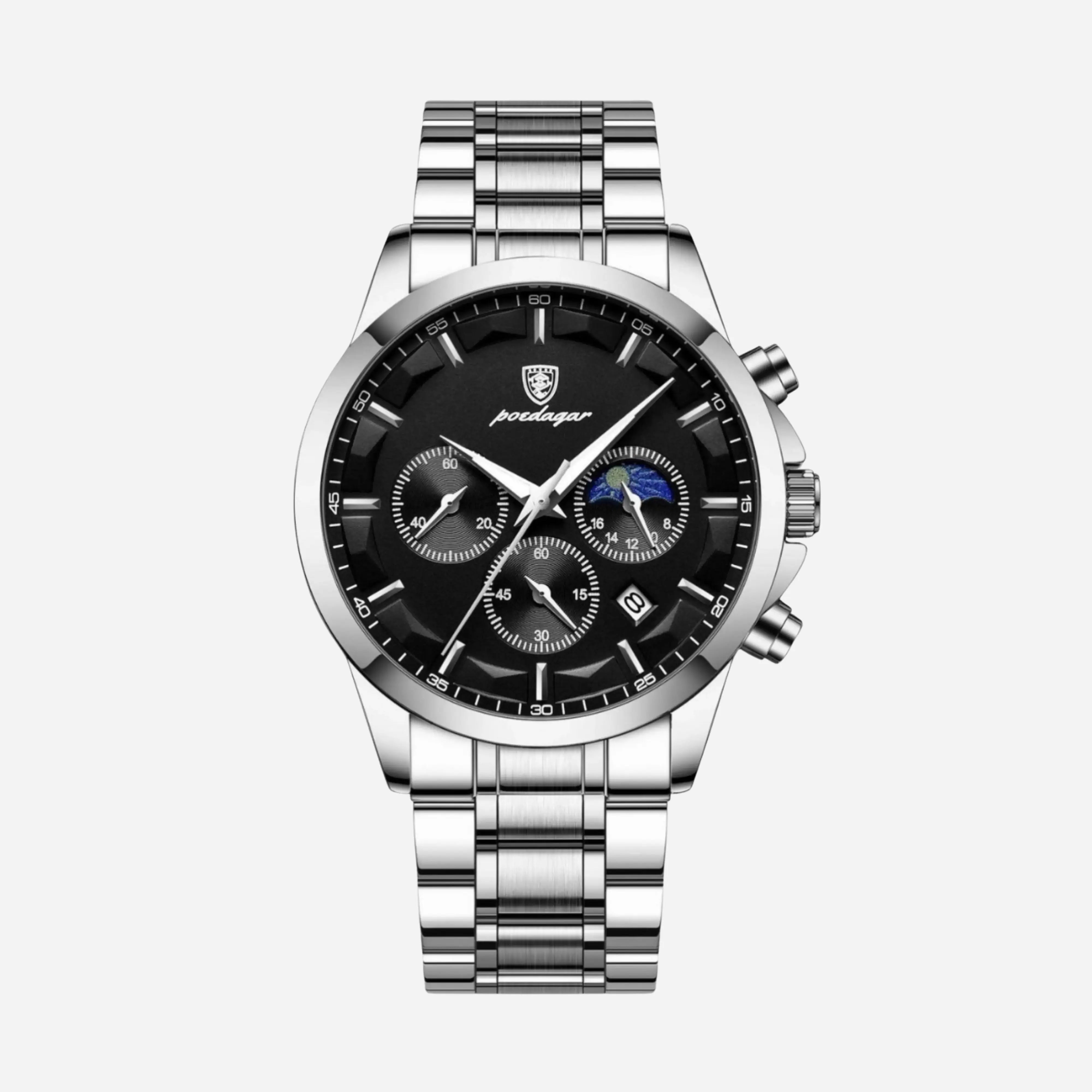 Luxury Sports Men's Watch with Quartz Movement, Chronograph, and Leather Strap