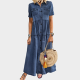 Soft denim dress with buttons