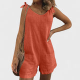Short Summer Dress with Shoulder Pockets and Ties