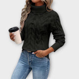 Amelija – Elegant Sweater with Mesh Turtleneck