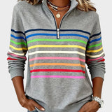 Jana - Pullover with Zipper and Rainbow Stripes