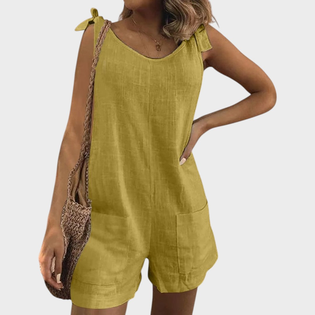 Petra - Jumpsuit with Ties on Shoulders and Pockets