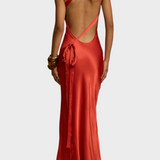 Lucra - Maxi Dress with Ruffled Straps and Open Back