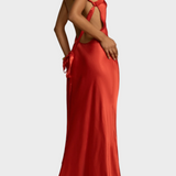 Lucra - Maxi Dress with Ruffled Straps and Open Back