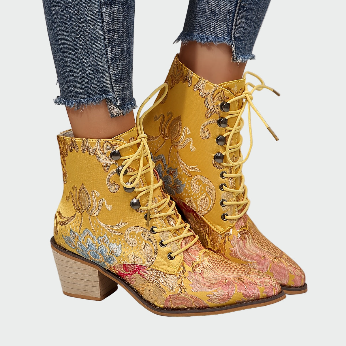 Biserka - Leather Boots with Flowers