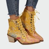 Biserka - Leather Boots with Flowers