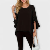 Anda – Blouse with Ruffles in Blue Color