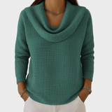 Mia – Warm Waffle Knit Sweater with Elegant Collar