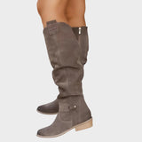 Tila - Leather Knee-High Boots with Divine Zipper