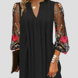 Laura - Elegant Mini Dress with Sheer Sleeves
