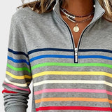 Jana - Pullover with Zipper and Rainbow Stripes