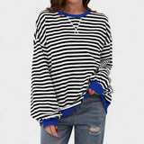 Ksenija - Striped sweater with long sleeves and round neckline