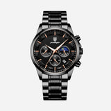 Luxury Sports Men's Watch with Quartz Movement, Chronograph, and Leather Strap