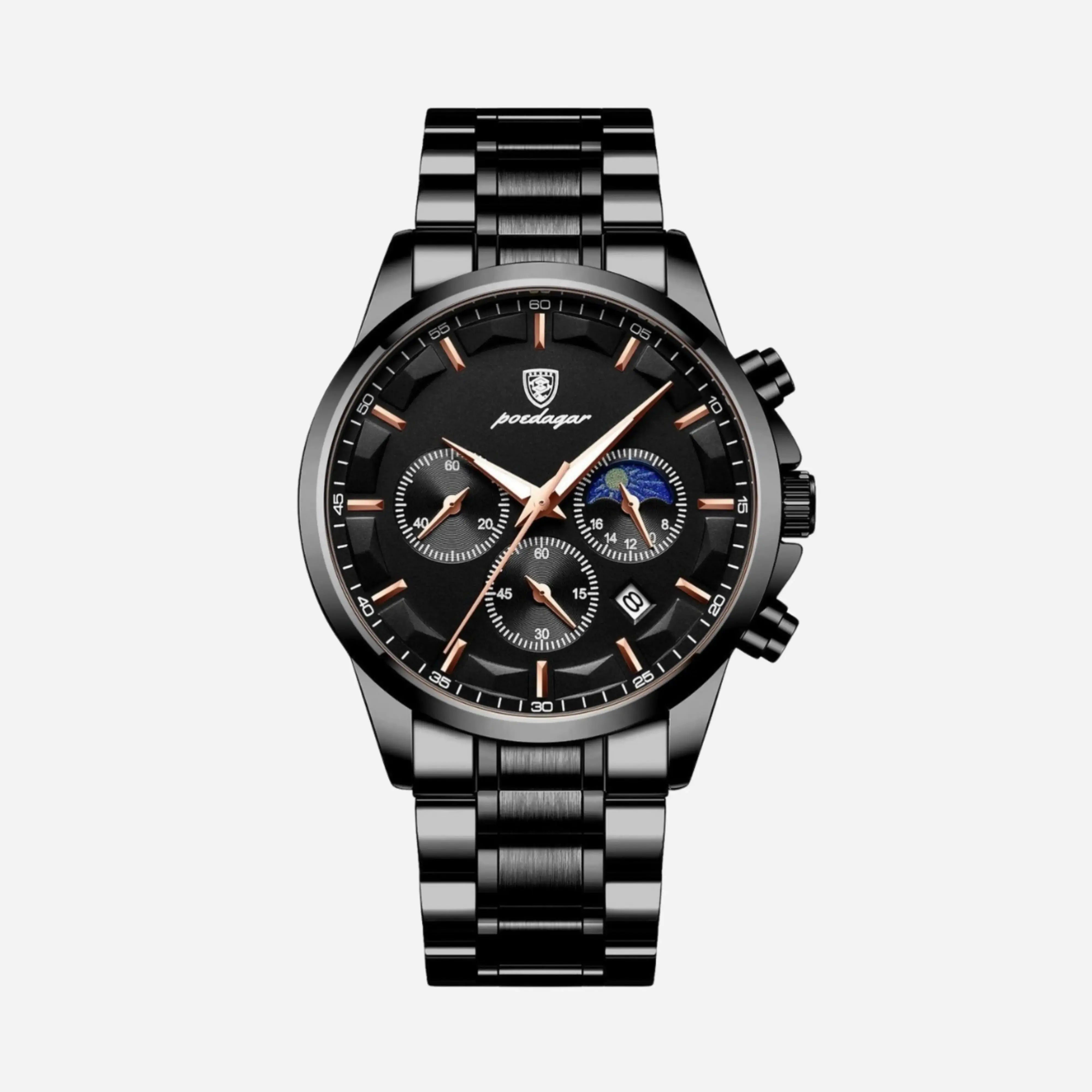 Luxury Sports Men's Watch with Quartz Movement, Chronograph, and Leather Strap