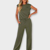 Set of sleeveless tops and pants with drawstring