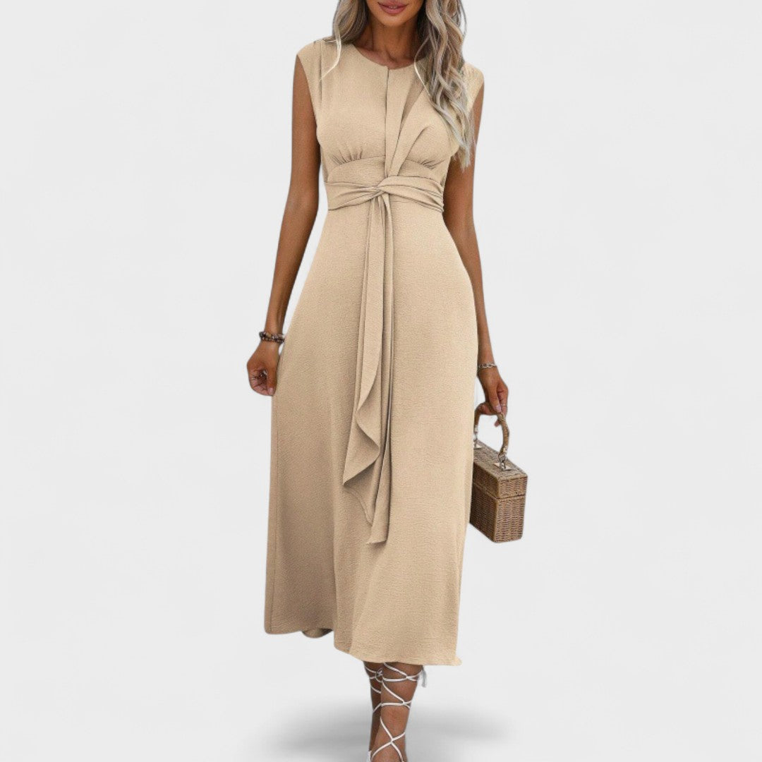 Andrea - Elegant Maxi Dress Without Sleeves with Round Neckline