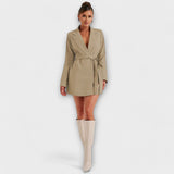 Blazer Style Dress with V-Neck