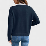Leona - Sweater with Lace Trim and V-Neck