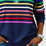 Jana - Pullover with Zipper and Rainbow Stripes