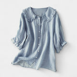 Holiday Shirt with Stripes and Decorative Collar