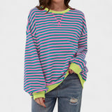 Ksenija - Striped sweater with long sleeves and round neckline