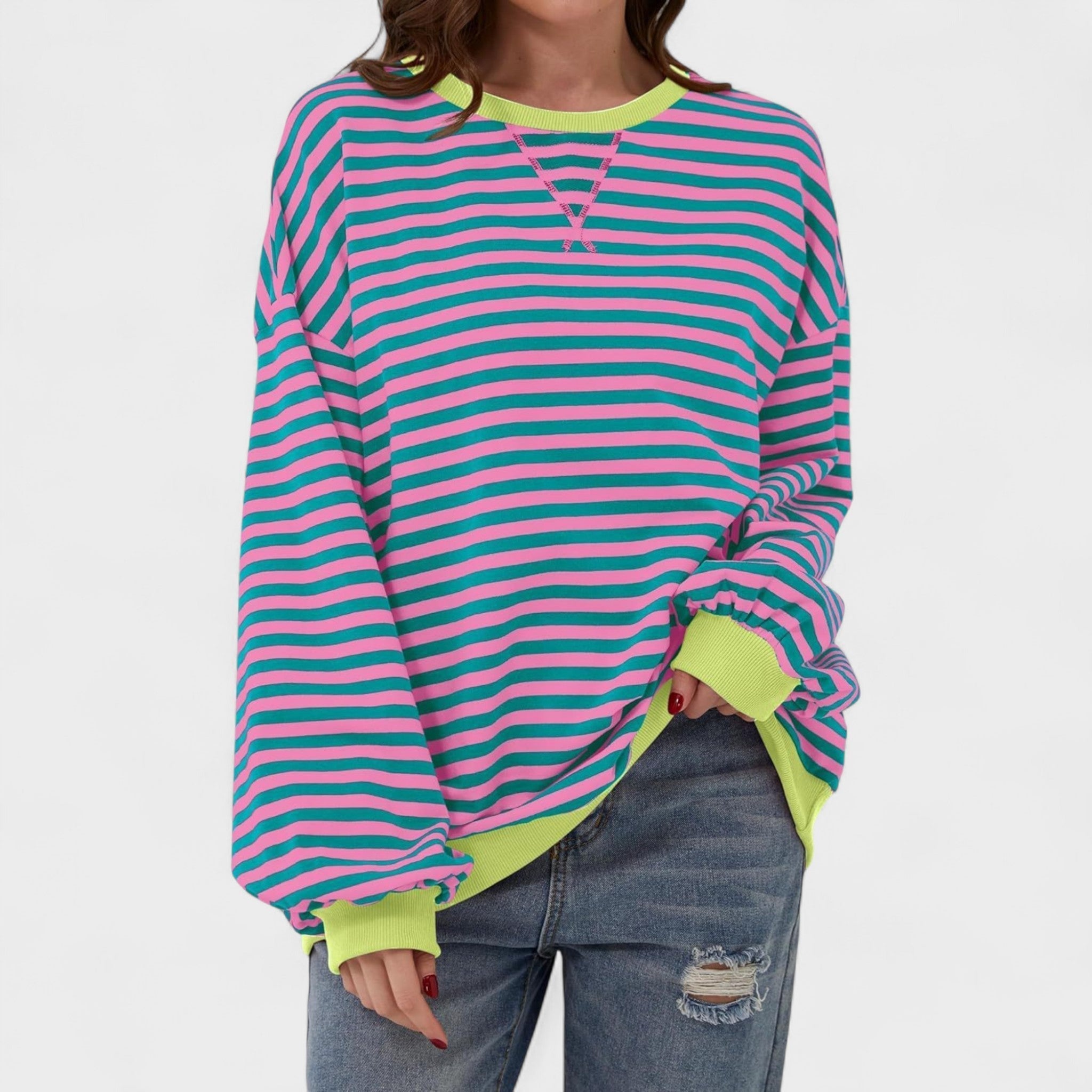 Ksenija - Striped sweater with long sleeves and round neckline