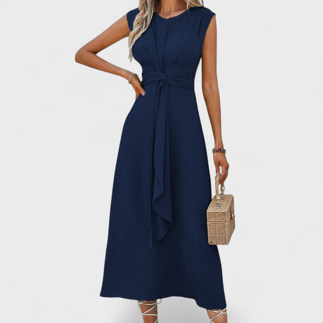 Andrea - Elegant Maxi Dress Without Sleeves with Round Neckline
