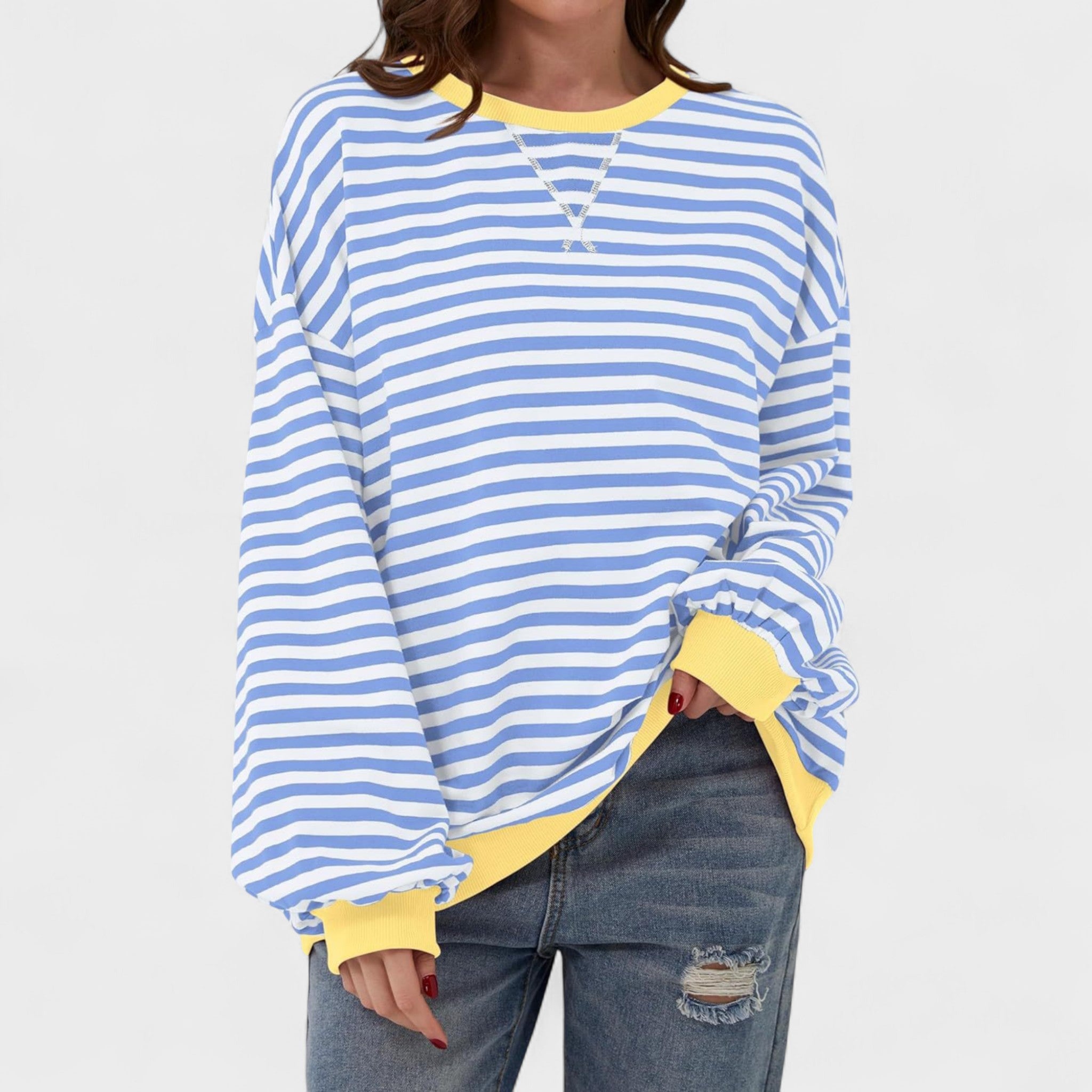Ksenija - Striped sweater with long sleeves and round neckline