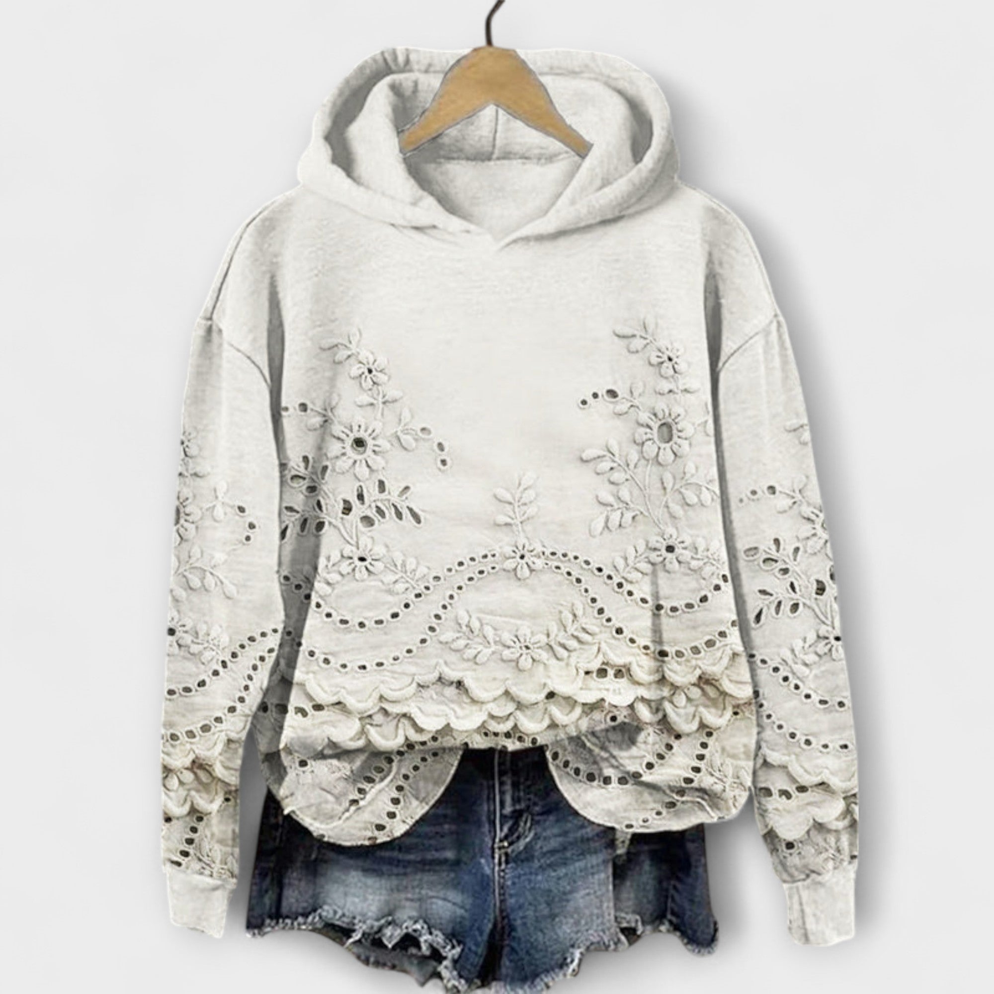 Grace – Vintage Hoodie with Floral Motif
