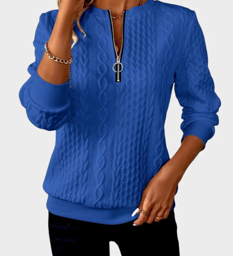 Ivana - Women's Zip Sweater with Knitting