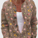 Knitted Sleeveless Vest with Floral Pattern