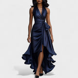 Ema - Elegant Satin Dress with Ruffles