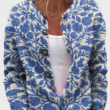Knitted Sleeveless Vest with Floral Pattern