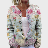 Knitted Sleeveless Vest with Floral Pattern