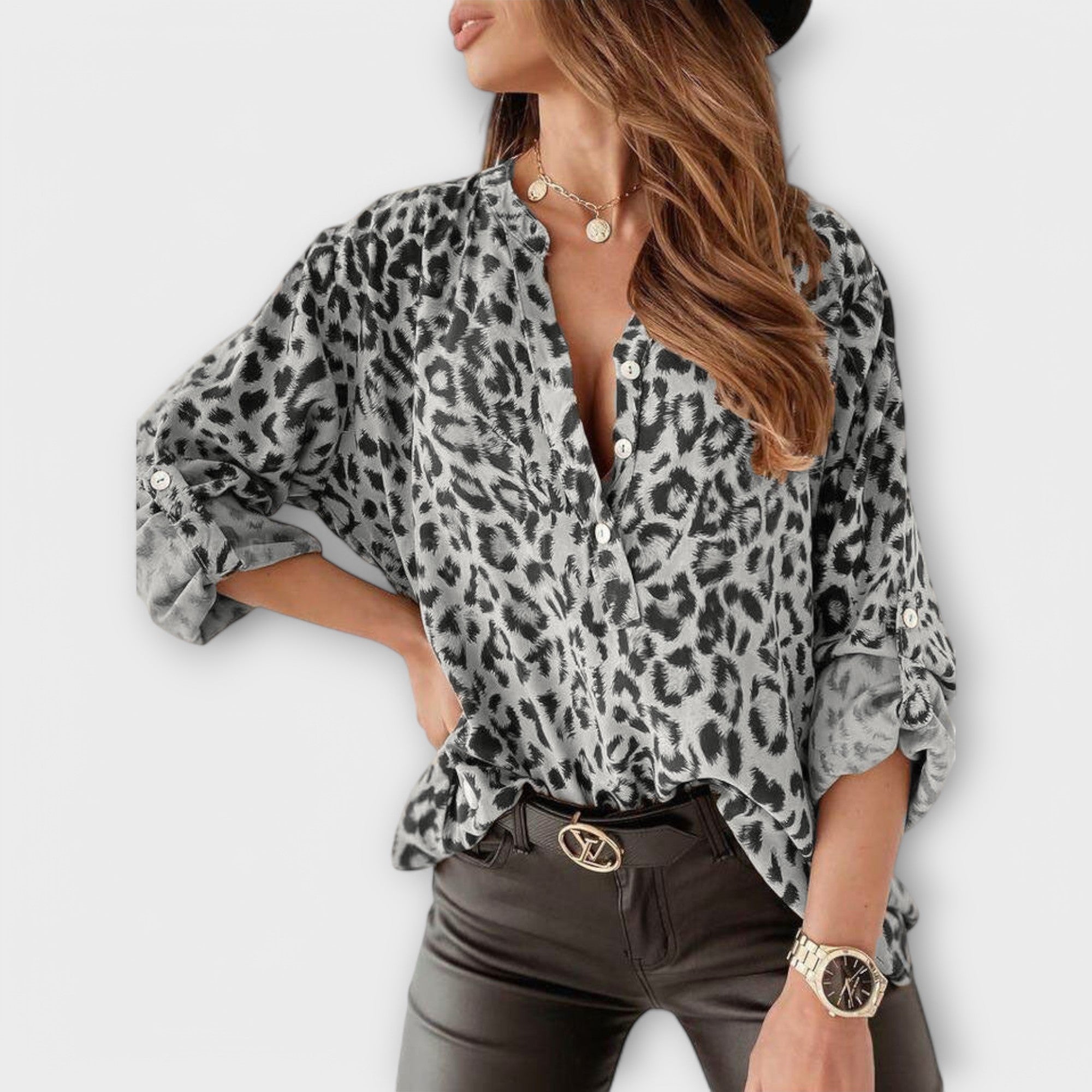 Biserka - Modern Blouse with Leopard Print