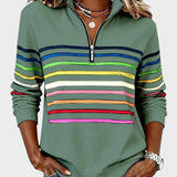 Jana - Pullover with Zipper and Rainbow Stripes