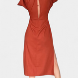 Natalija - Relaxed Dress with V-Neck and Front Knot