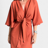 Natalija - Relaxed Dress with V-Neck and Front Knot