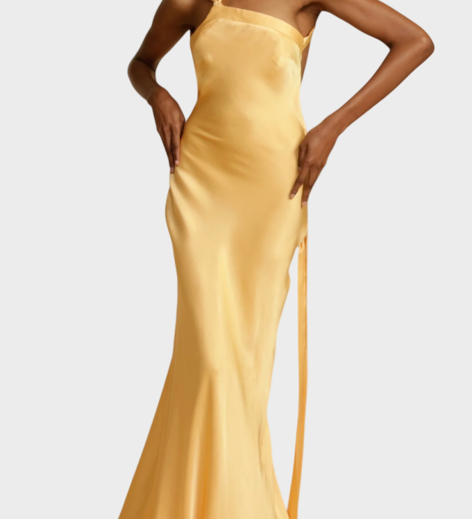 Lucra - Maxi Dress with Ruffled Straps and Open Back