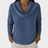 Mia – Warm Waffle Knit Sweater with Elegant Collar