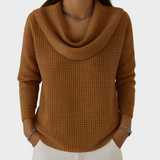 Mia – Warm Waffle Knit Sweater with Elegant Collar